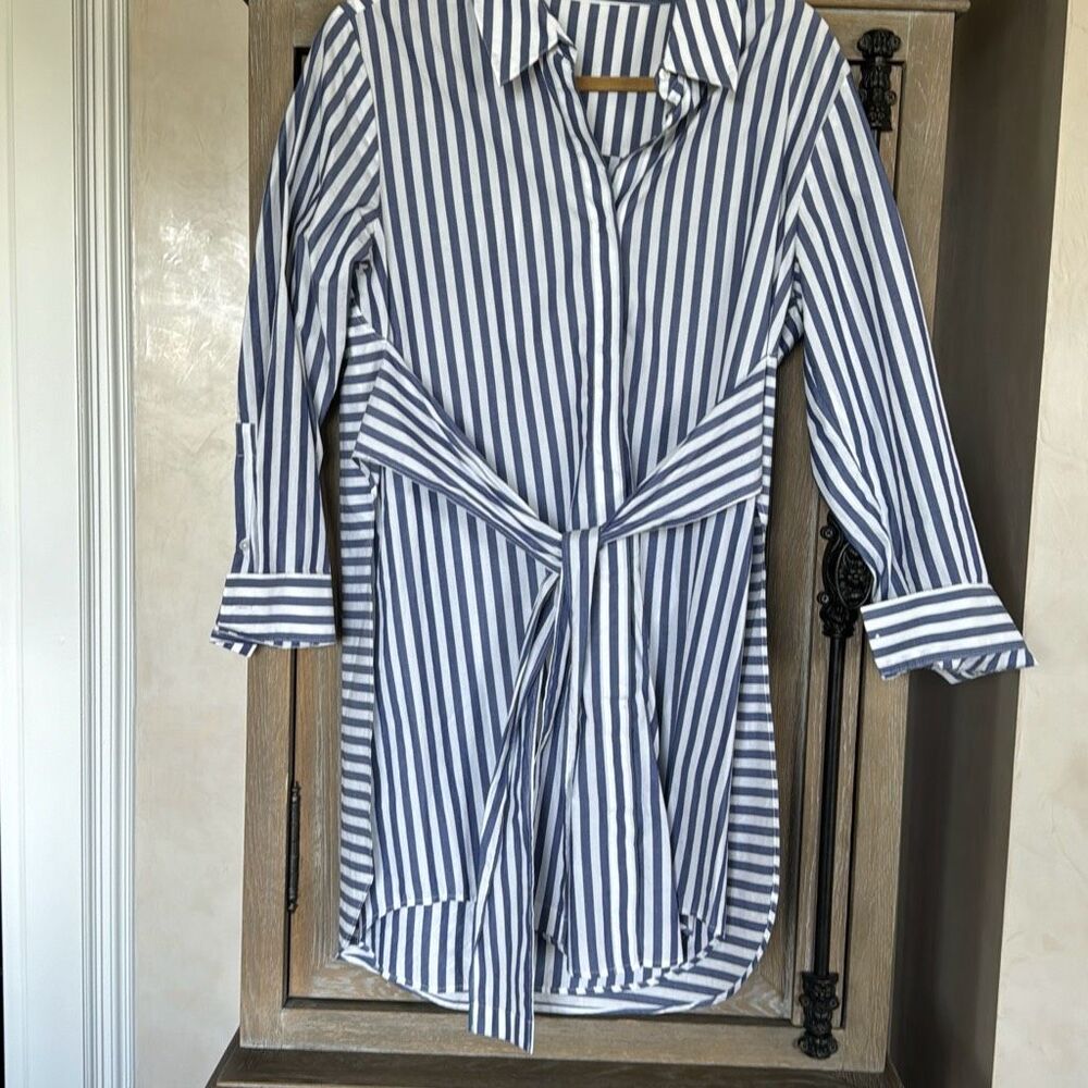 T By Alexander Wang Stripe Tie Front Shirtdress S… - image 7